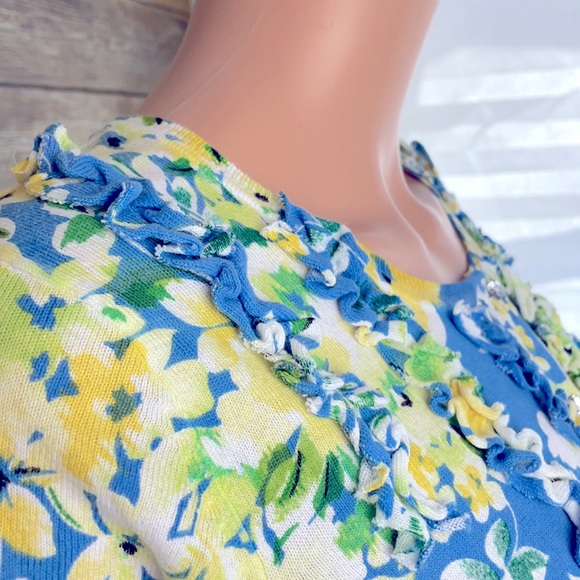 Parfait Blue & Yellow Floral Print Cardigan - Picture 3 of 9